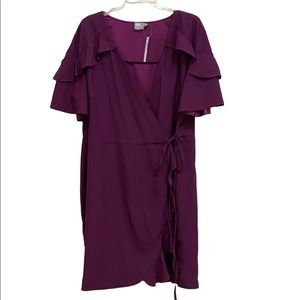 ASOS (Curve) Purple Dress Sz 18 Wrap Dress Ruffle Trim • NWT